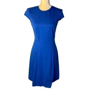 Ava & Aiden NWT Blue Midi Length Cap Sleeve Classic Dress Size 4 Pleated Skirt